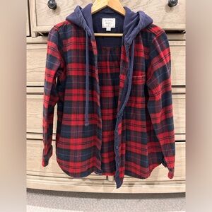 American Eagle Plaid Hooded Flannel